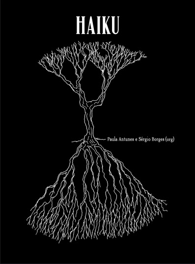 Capa do livro 'Haiku', organizado por Paula Antunes e Sérgio Borges. Design minimalista com título em destaque e fundo neutro.